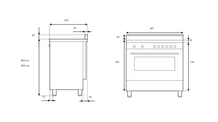 90 cm 5-Burner, Gas Range Cooker | Bertazzoni